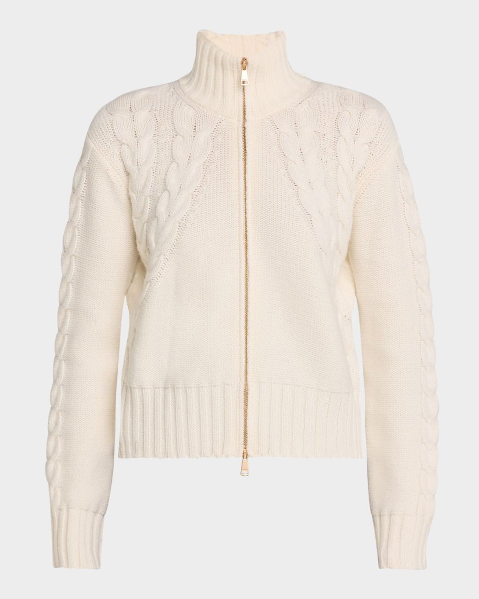 Mabel High-Neck Cable Wool Cashmere Jacket